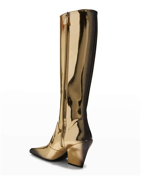 prada stivali7|Prada Stivale Metallic Knee Boots .